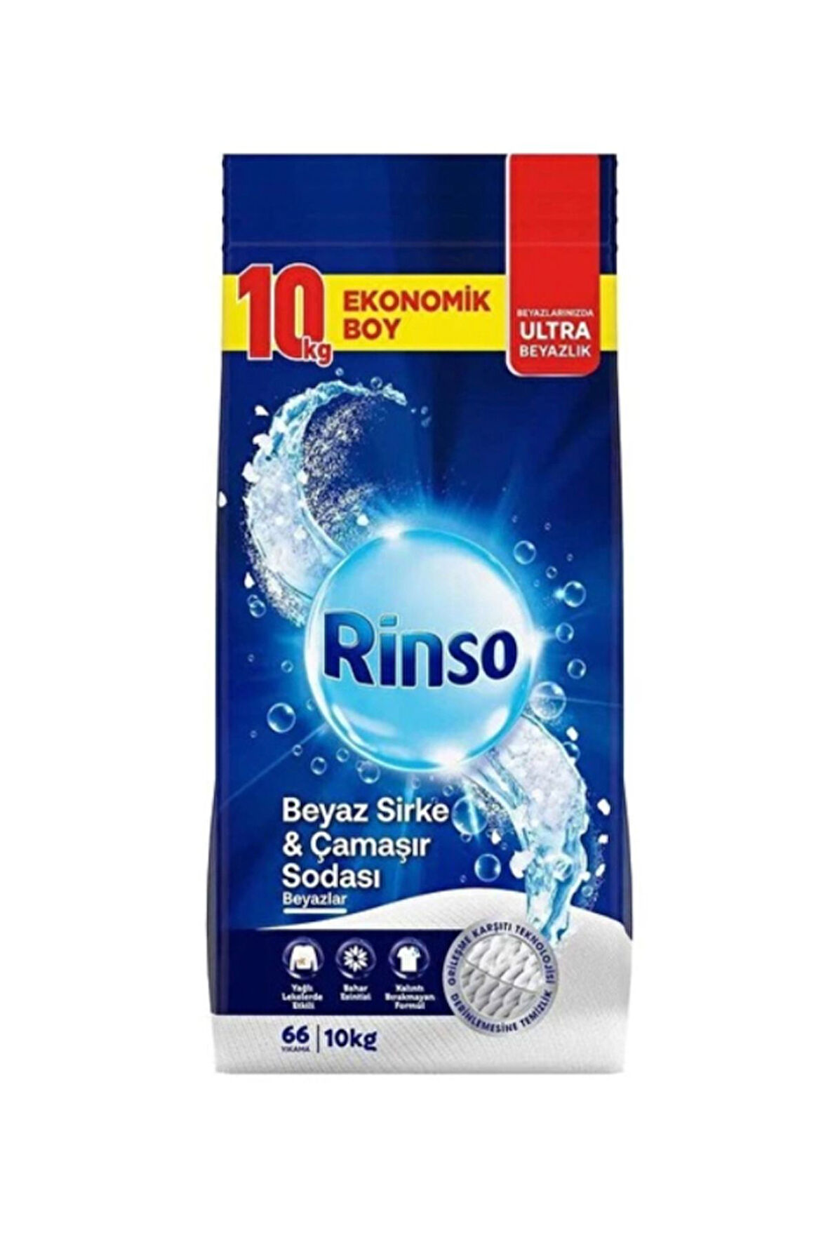 Rinso Beyaz Sirke ve Çamaşır Sodası Beyazlar Için Toz Deterjan 10 kg