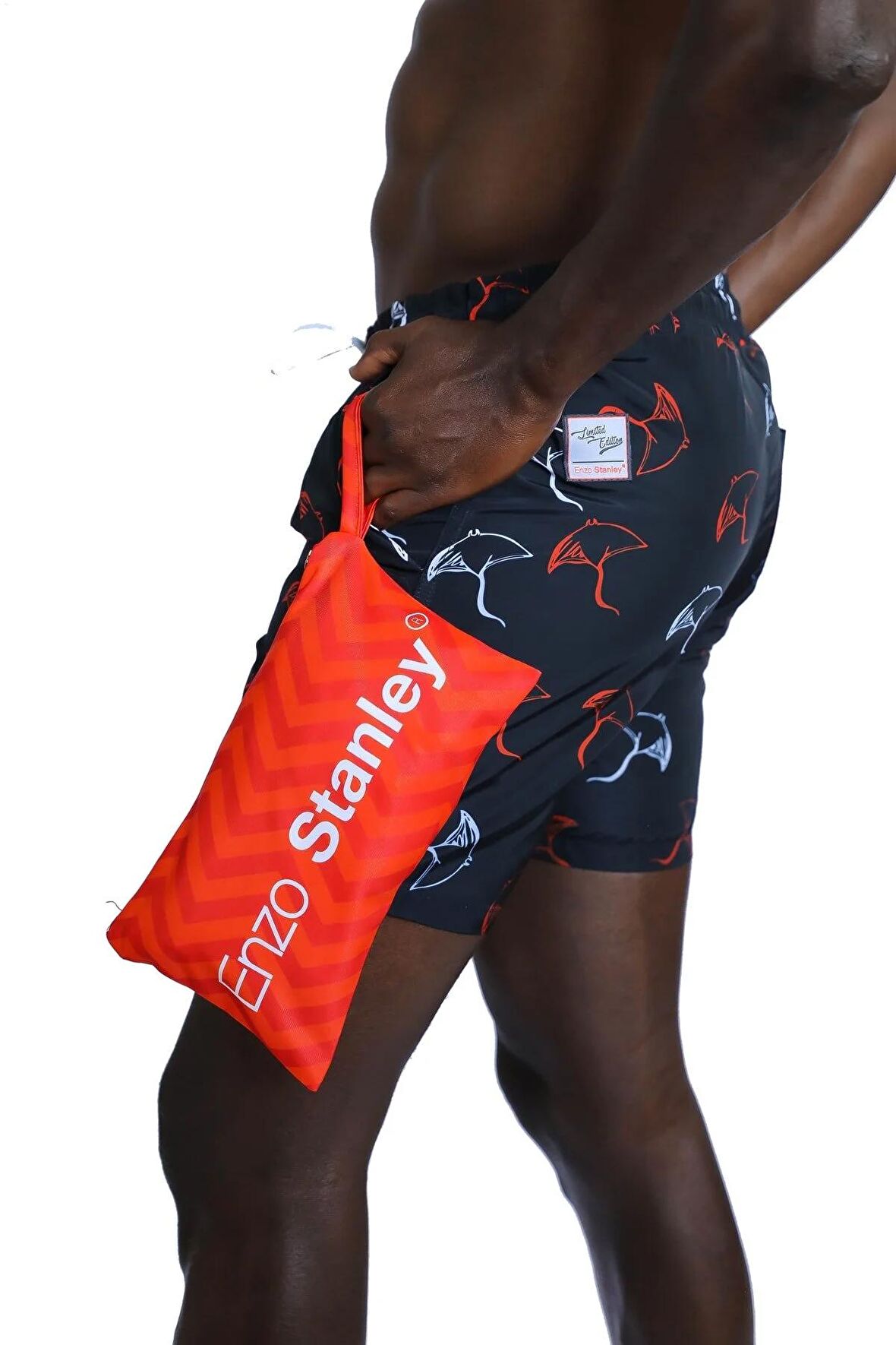Enzo Stanley Erkek Desenli Lacivert Deniz Şortu
