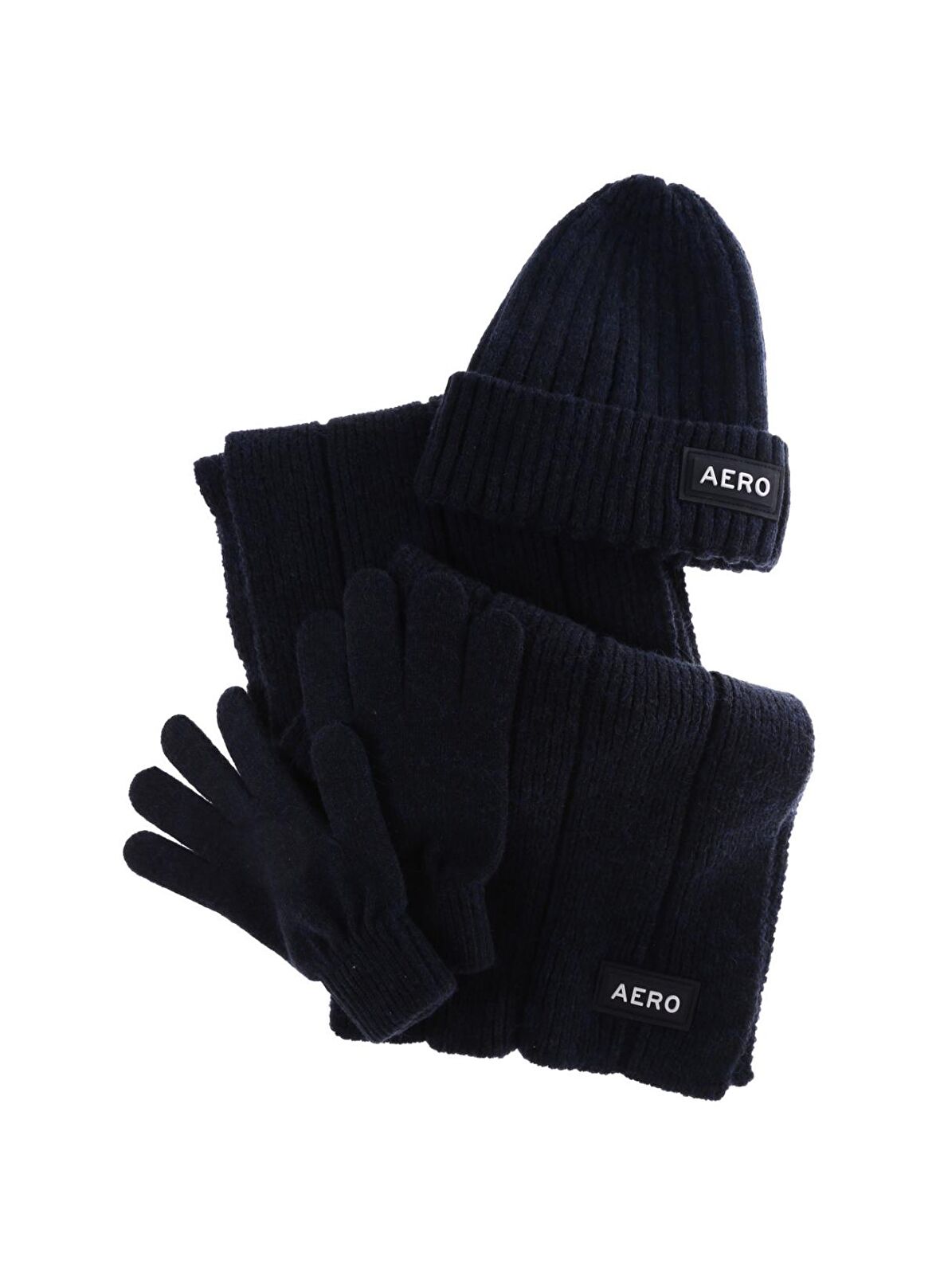 Aeropostale Aero-Br-Set02     Lacivert Erkek Atkı Bere Eldiven Tk
