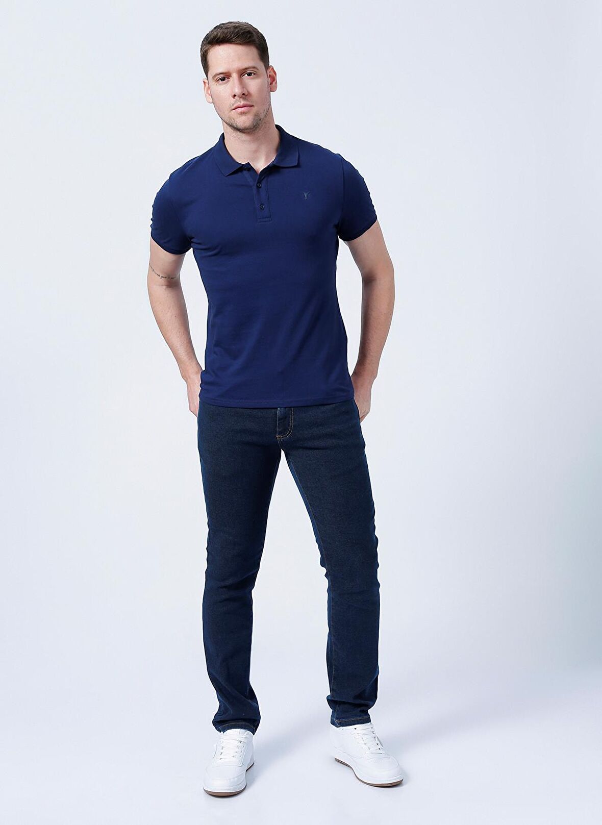Fabrika Polo Yaka Düz Lacivert Erkek T-Shirt LEGOLAS Y