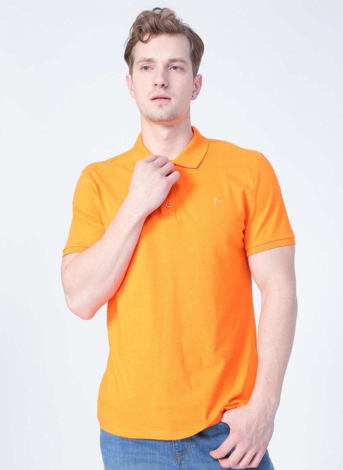 Fabrika Polo Yaka Düz Mercan Erkek T-Shirt LEGOLAS Y