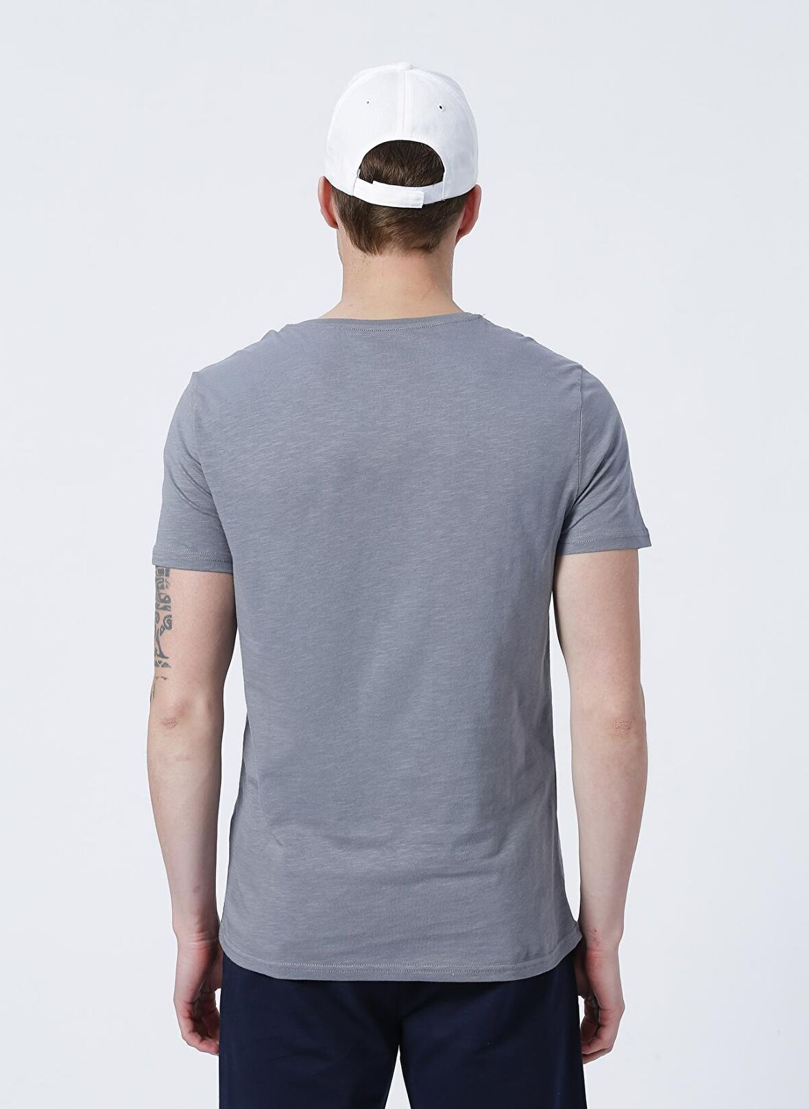 Aeropostale Bisiklet Yaka Düz Gri Erkek T-Shirt EDGAR
