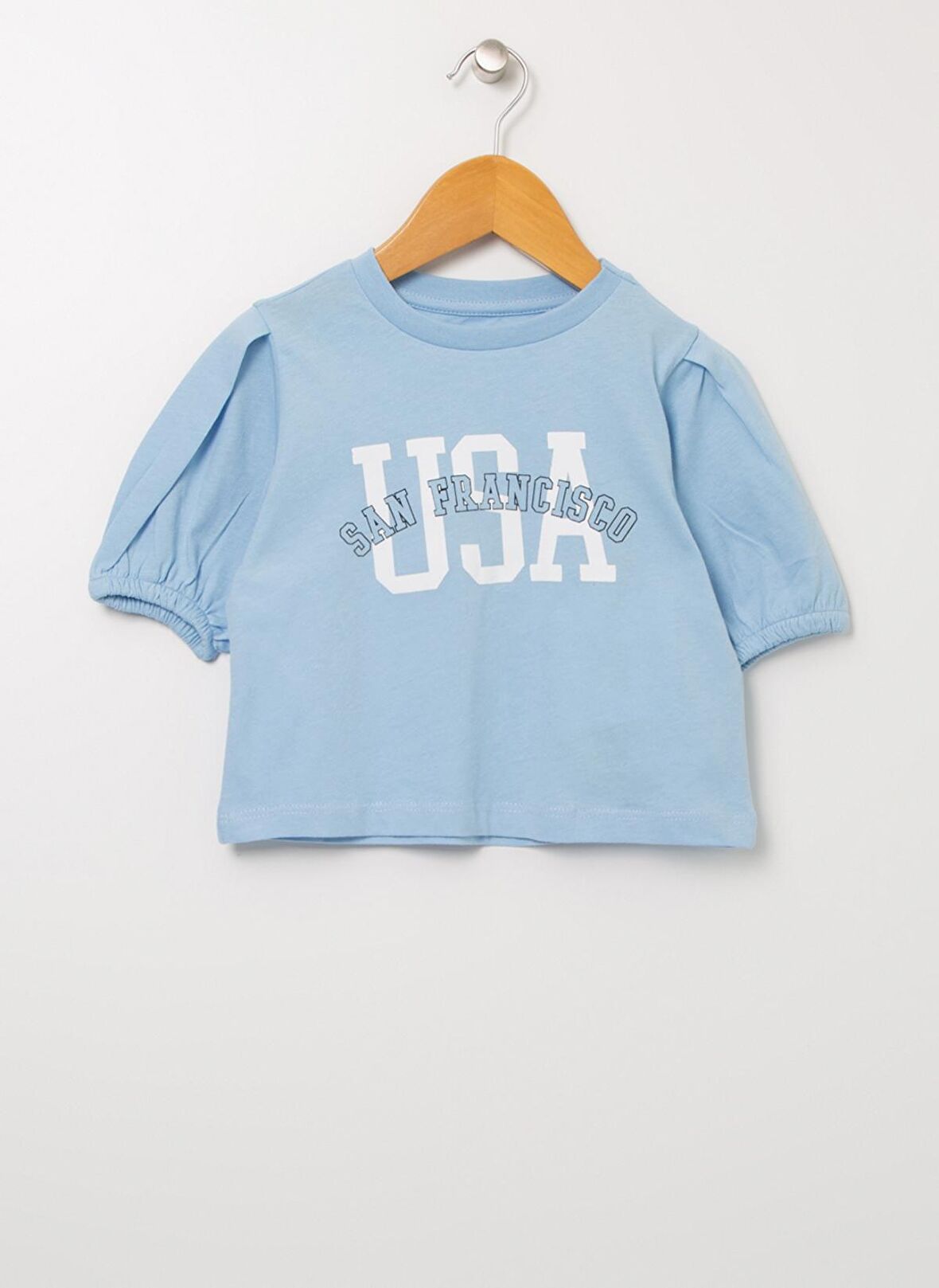 Limon Bsc Gırl 01 Mavi Bisiklet Yaka Standart Fit Baskılı Kız Çocuk T-Shirt