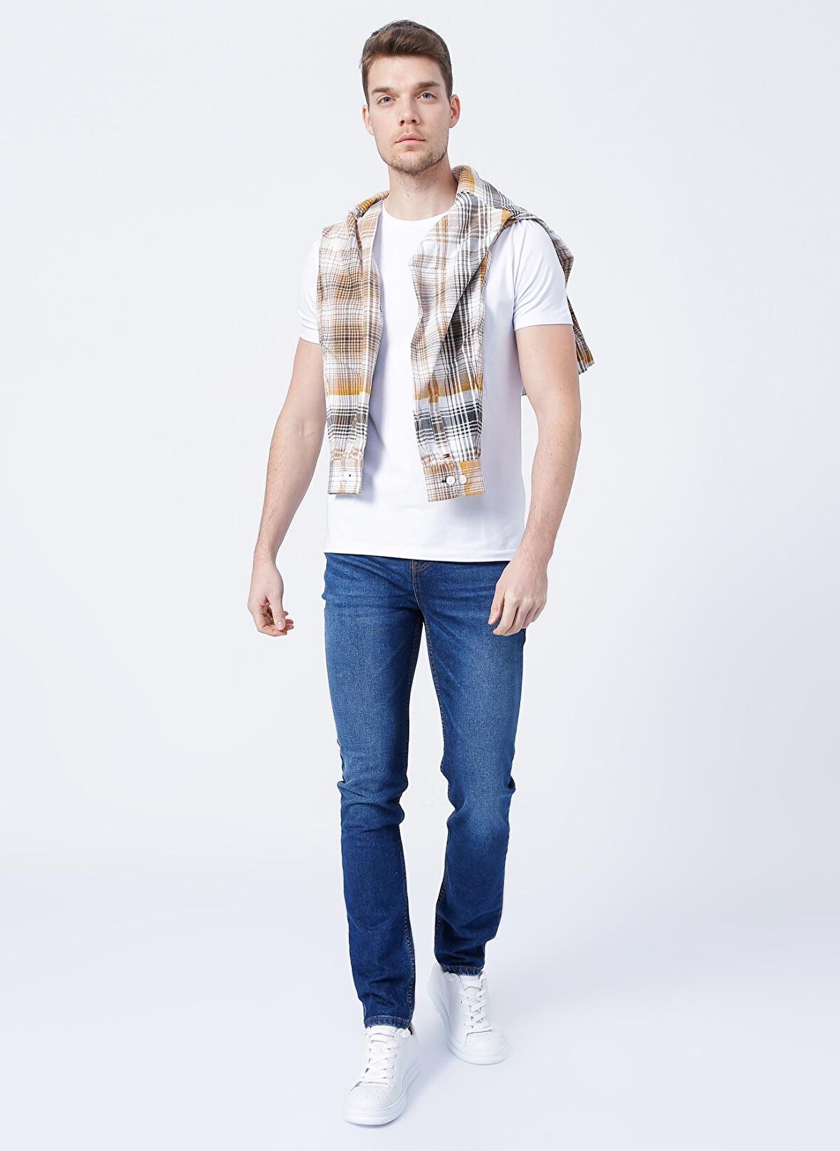 Fabrika Düşük Bel Slim Fit Koyu Mavi Erkek Denim Pantolon 5158
