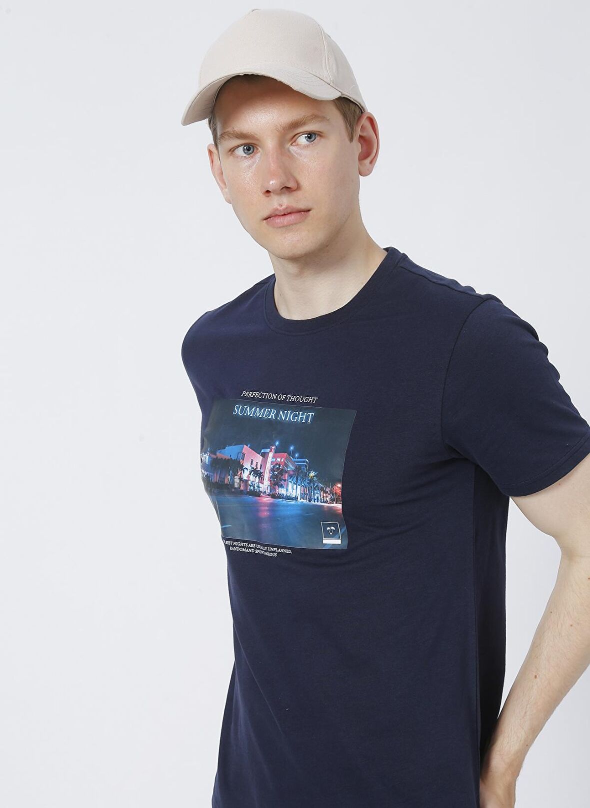 Aeropostale Bisiklet Yaka Baskılı Lacivert Erkek T-Shirt E-PERFECTION