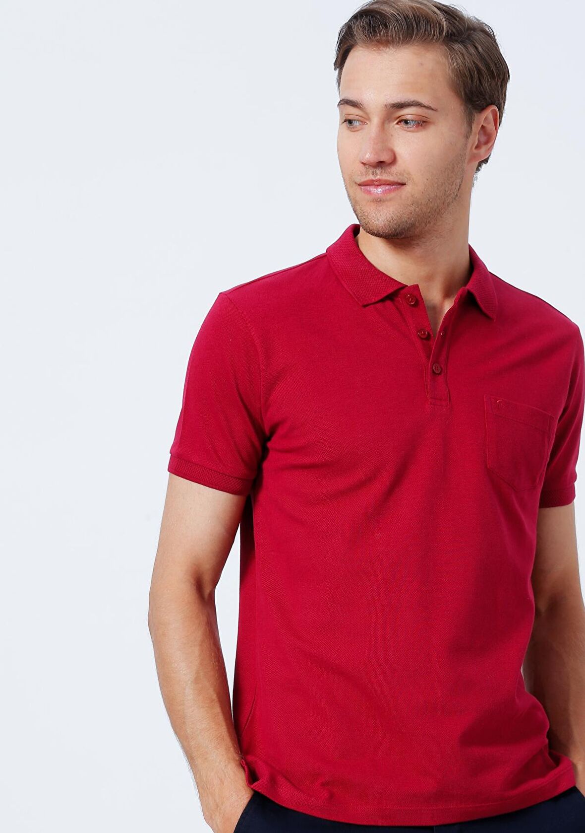 Fabrika Comfort Polo Yaka Düz Bordo Erkek T-Shirt NOBRO K CEPLI