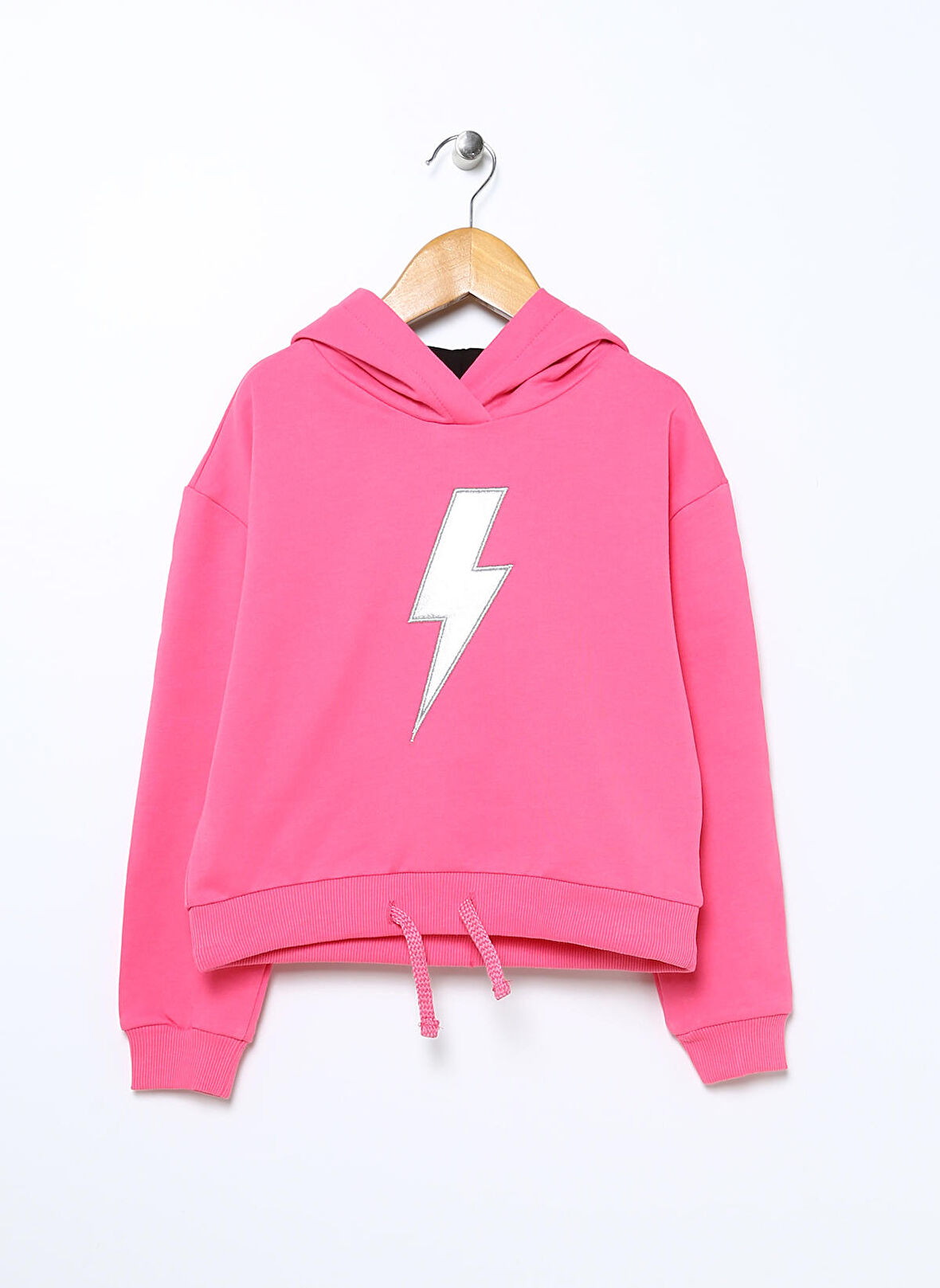 Funky Rocks Fuşya Kız Çocuk Kapüşonlu Düşük Omuz Baskılı Sweatshirt NG-200