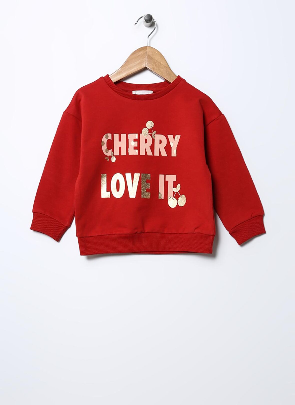 Mammaramma Kiremit Kız Bebek Bisiklet Yaka Düşük Omuz Oversize Baskılı Sweatshirt 22FWG-12