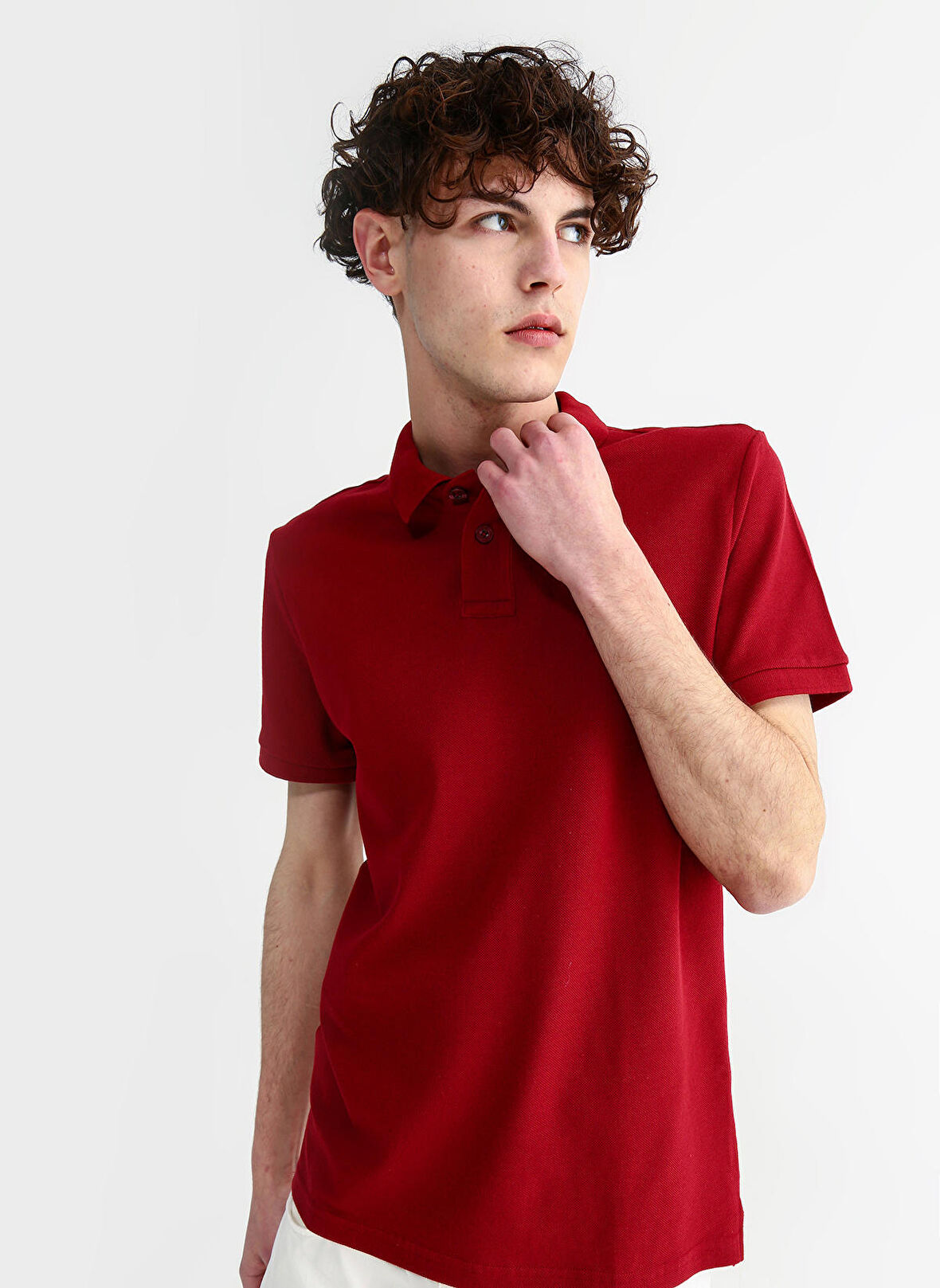 Aeropostale Polo Yaka Düz Bordo Erkek T-Shirt 7542