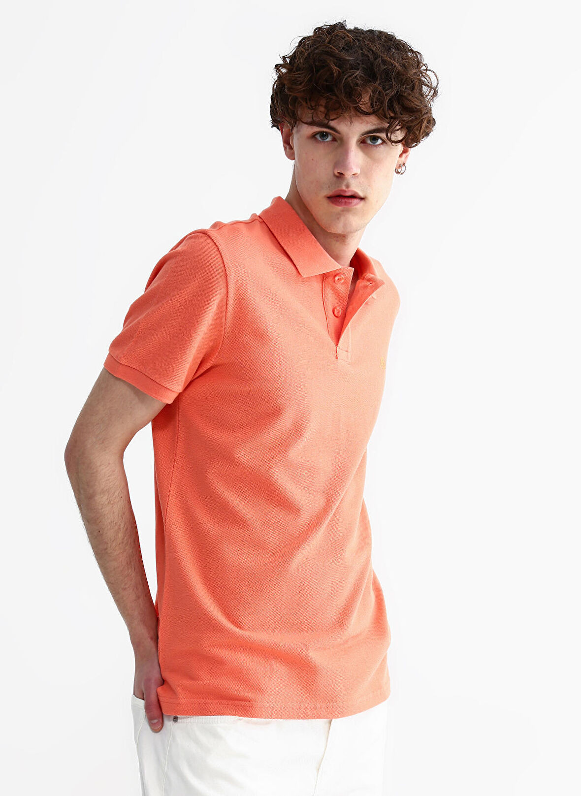 Aeropostale Polo Yaka Düz Koyu Somon Erkek T-Shirt 7542