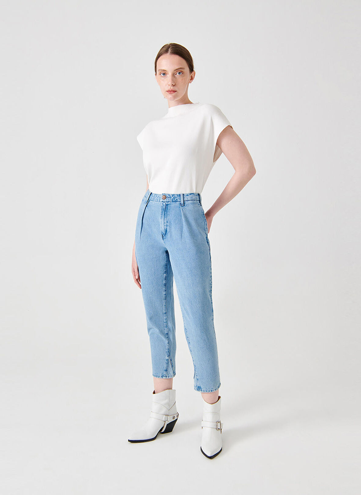 Denim Trip Normal Bel Ankle Paça Havuç Açık İndigo Kadın Denim Pantolon DTK329 Açık Indigo