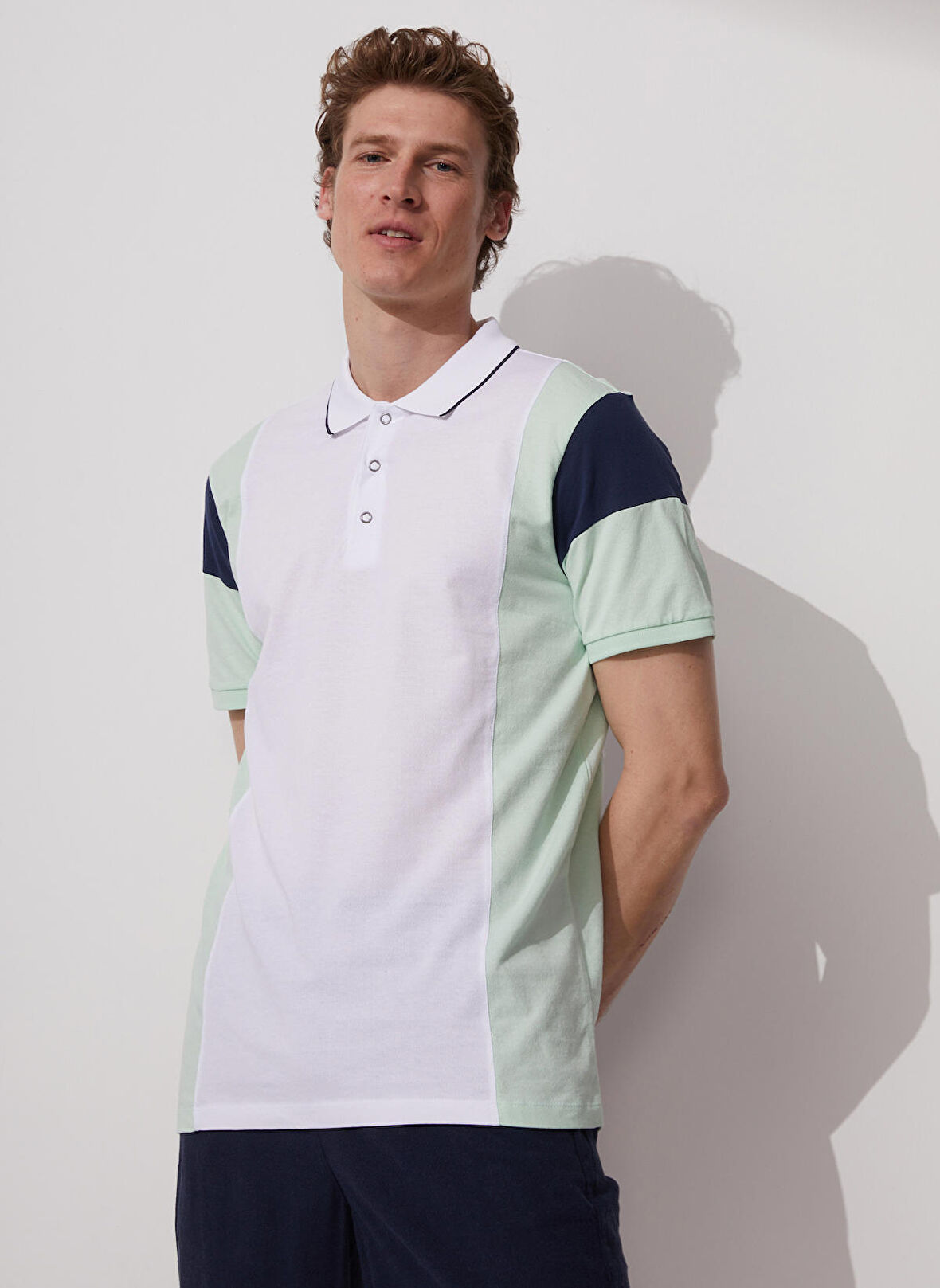 Fabrika Polo Yaka Jakarlı Ekru Erkek T-Shirt JONAT