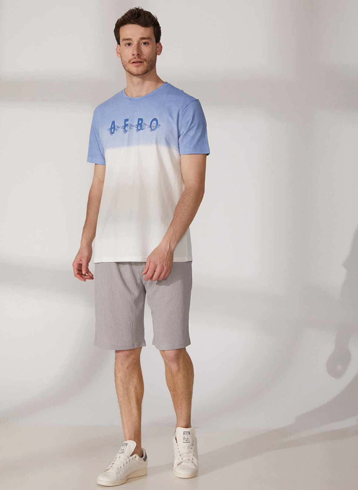 Aeropostale Bisiklet Yaka Baskılı Mavi Erkek T-Shirt E-ECHO
