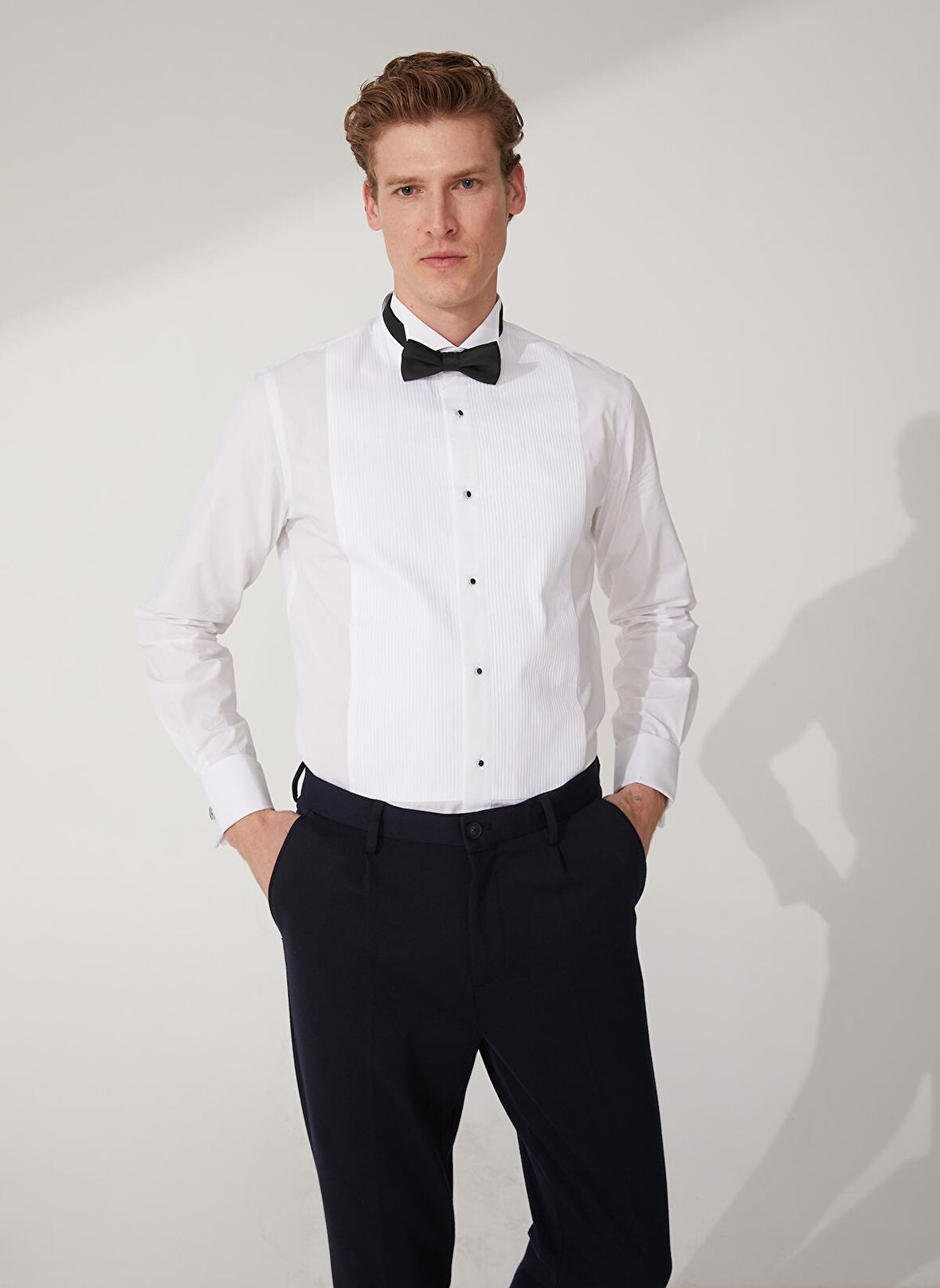 Fabrika Slim Fit Ata Yaka Düz Beyaz Erkek Gömlek HANAKO ATA
