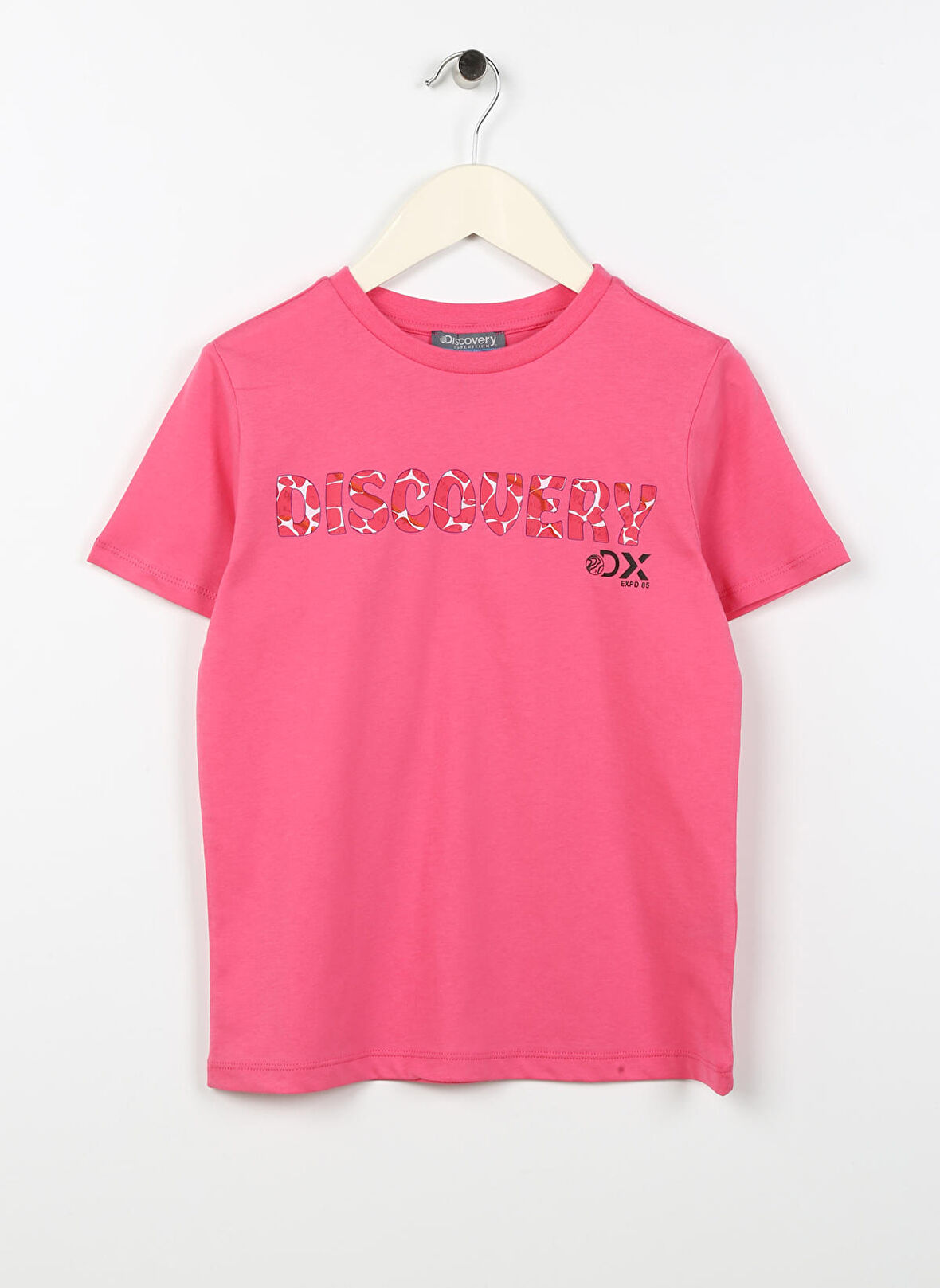 Pembe Kız Çocuk Bisiklet Yaka Kısa Kollu Baskılı T-Shirt HOLDEN GIRL