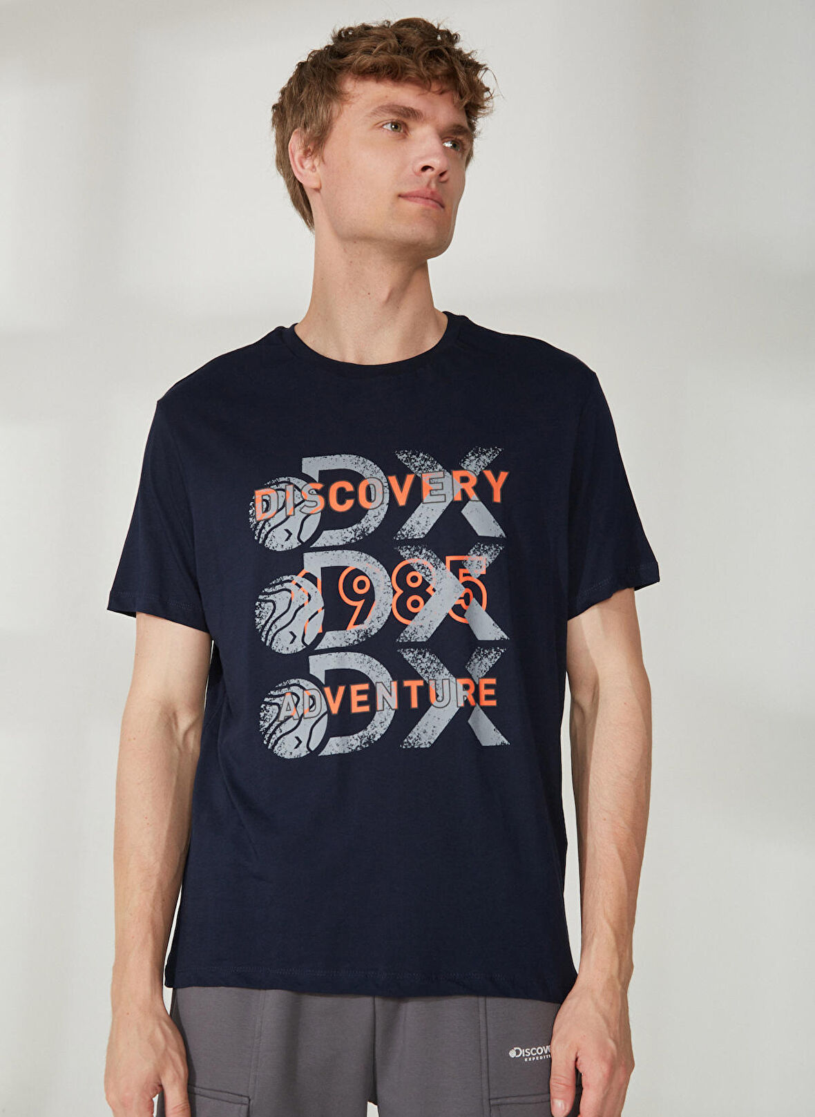 Discovery Expedition Lacivert Erkek Bisiklet Yaka Kısa Kollu Relaxed Baskılı T-Shirt ROTAN