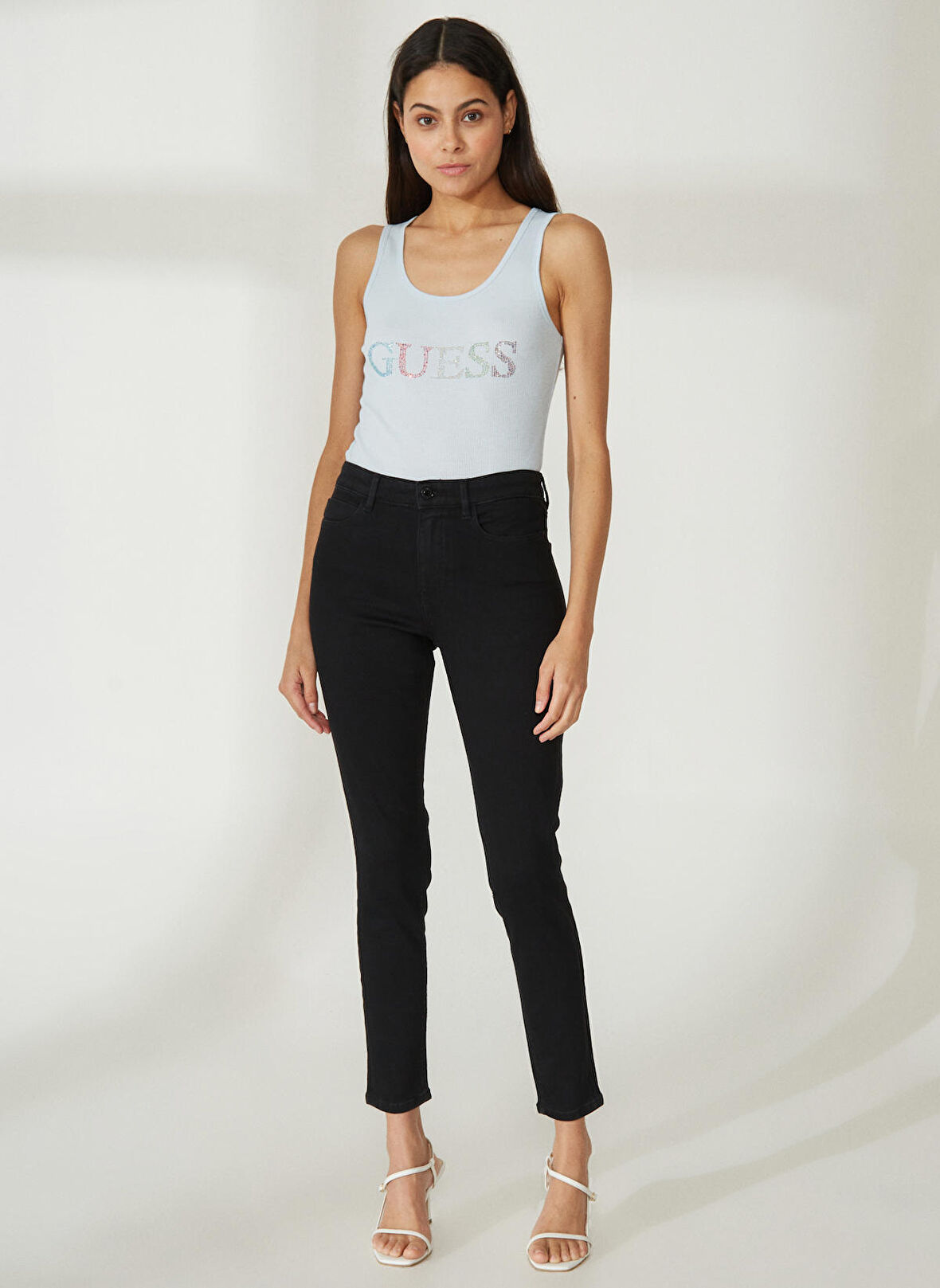 Guess Normal Bel Normal Paça Dar Siyah Kadın Denim Pantolon 1981 SKINNY - ECO NEW CARRIE B. SS