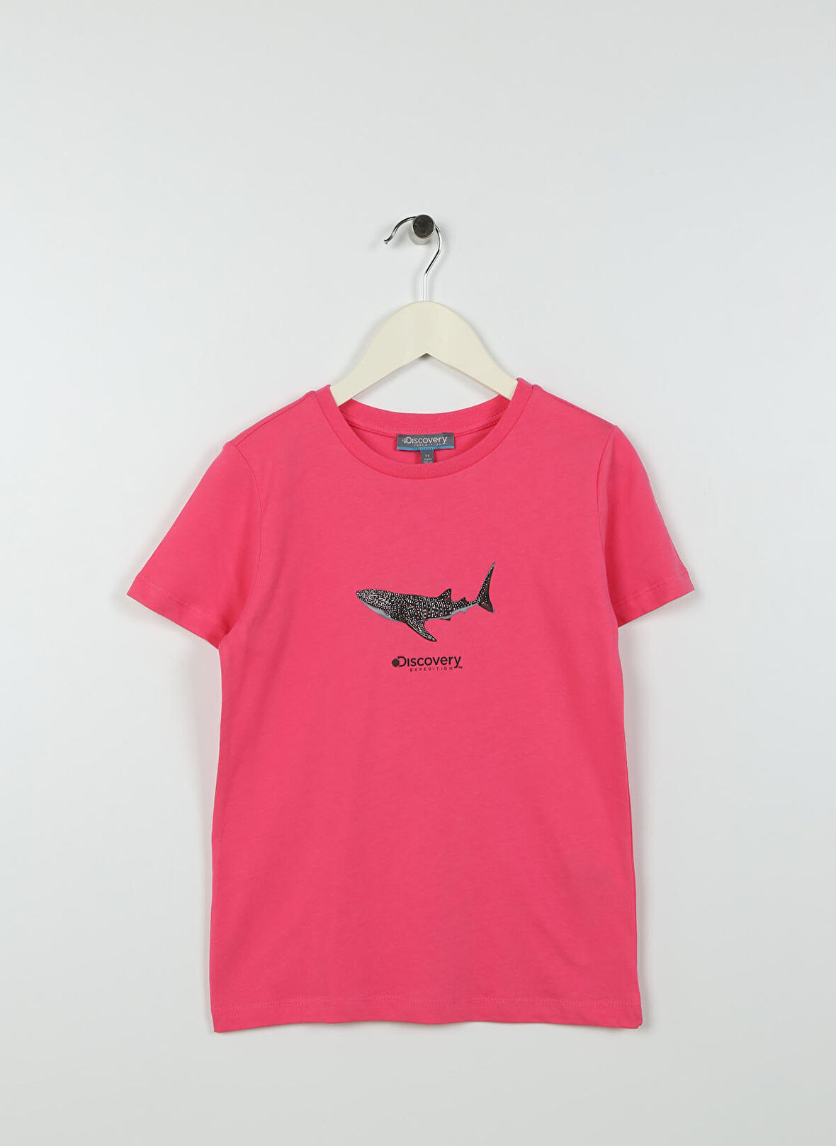 Pembe Kız Çocuk Bisiklet Yaka Kısa Kollu Baskılı T-Shirt MERCAN GIRL