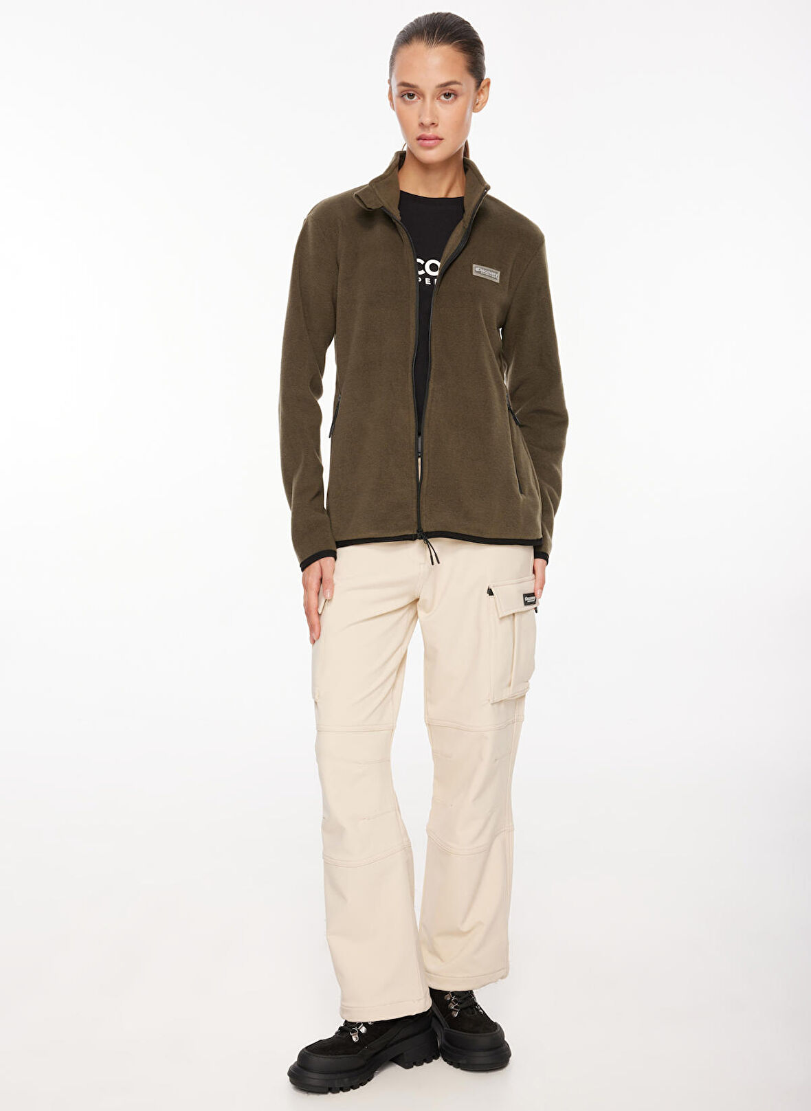 Haki Kadın Kapüşonlu Polar Sweatshırt D3WL-SWT27