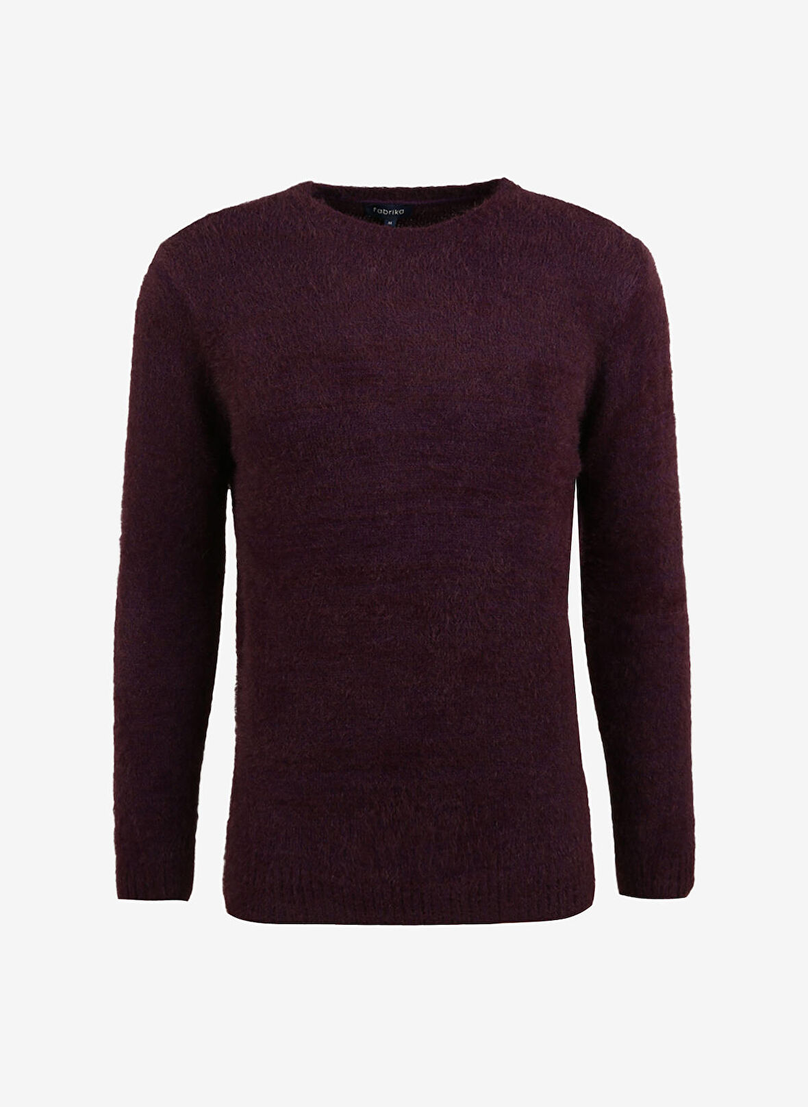 Fabrika Bisiklet Yaka Loose Fit Düz Bordo Erkek Kazak F3WM-KZK146