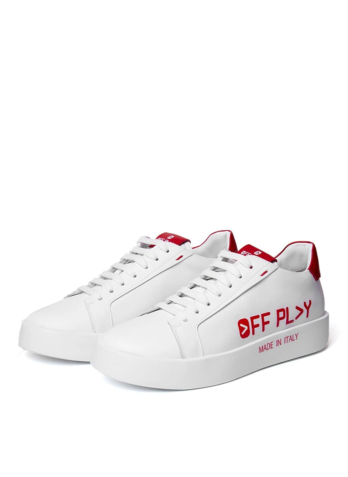 Off Play Beyaz - Kırmızı Erkek Deri Sneaker X-BOLOGNA 1-LH 02-73