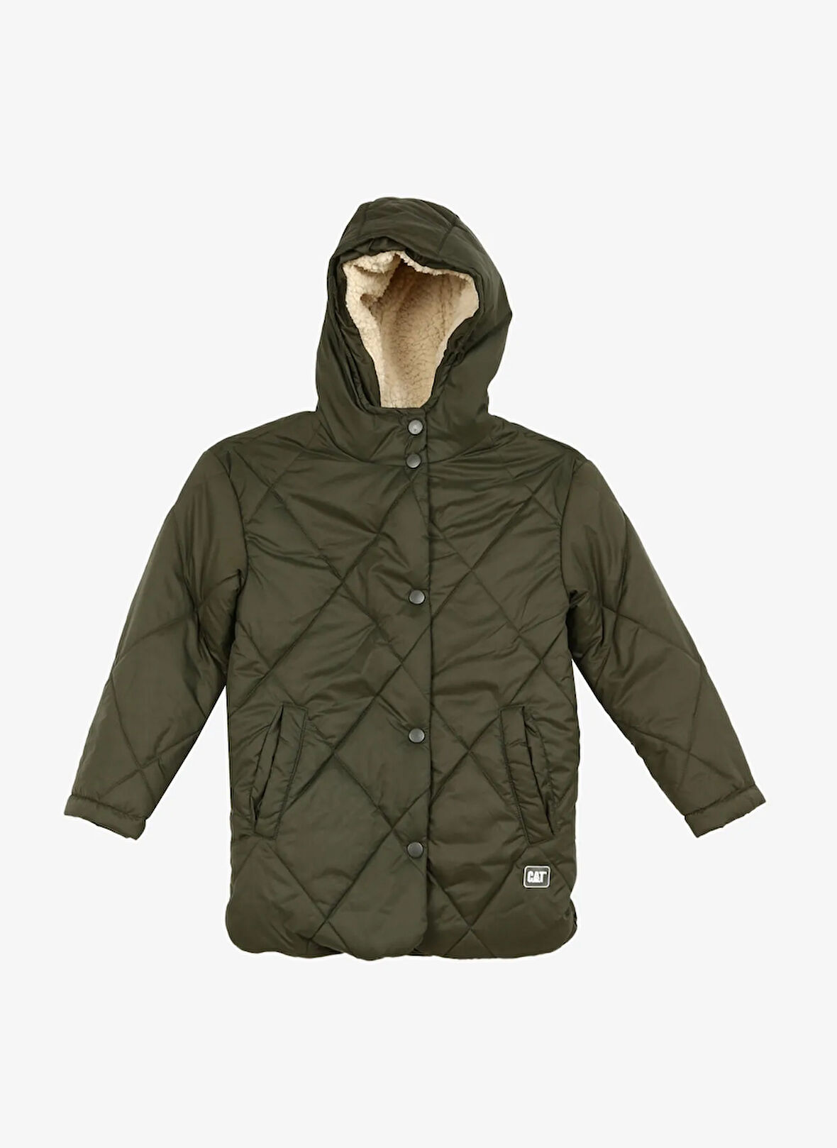 Koyu Haki Kız Çocuk Kapüşon Yaka Basic Kapitone Mont C3WG-MNT04