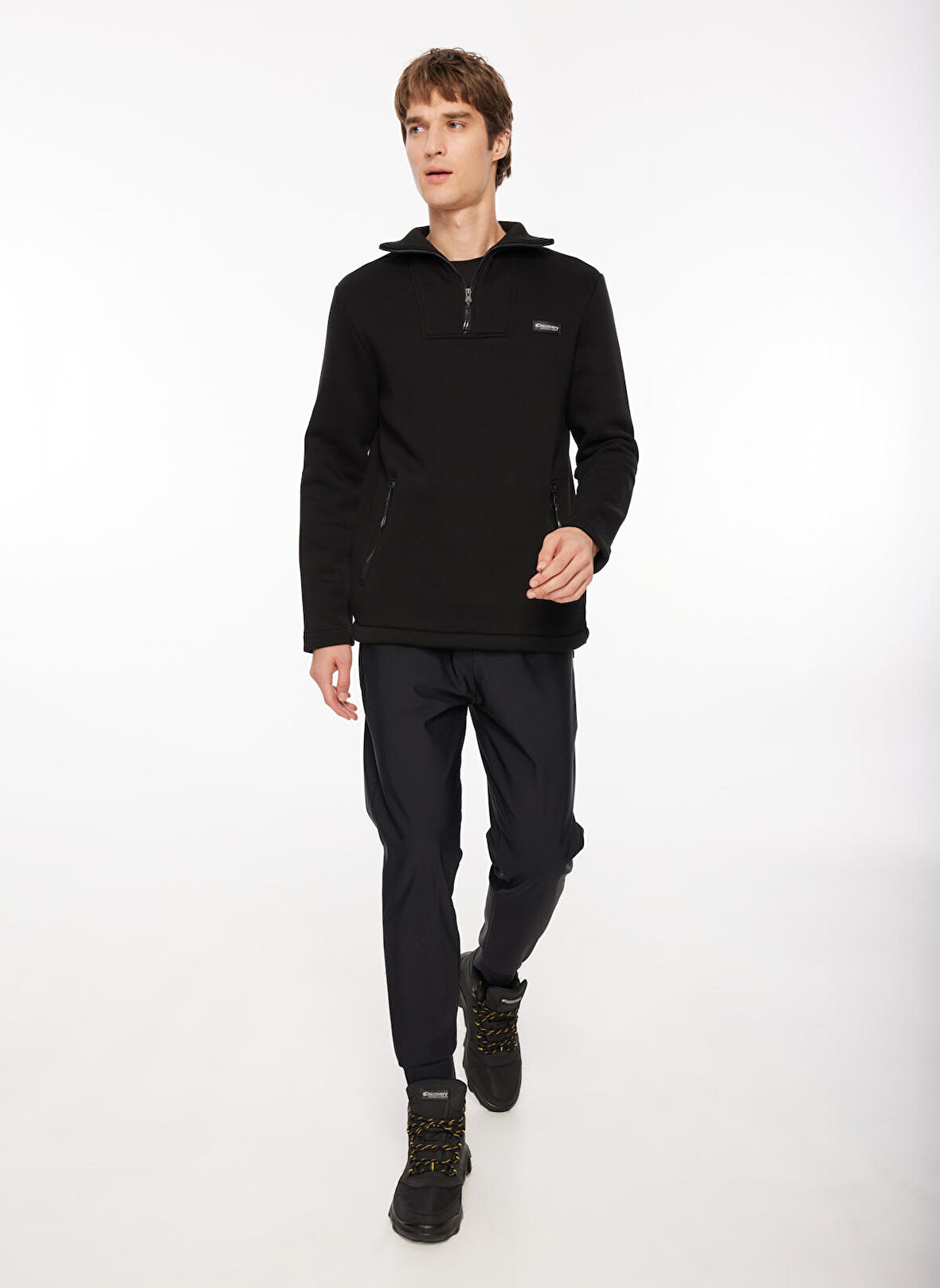 Siyah Erkek Bato Yaka Sweatshirt D3WM-SWT40