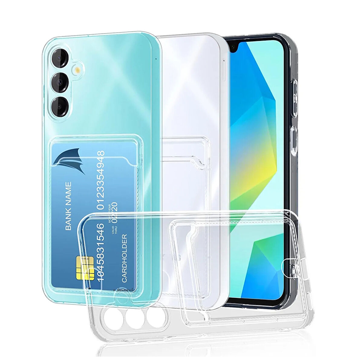 Samsung Galaxy A55 5G Kılıf Cardy Şeffaf Kartlık Cepli Kapak