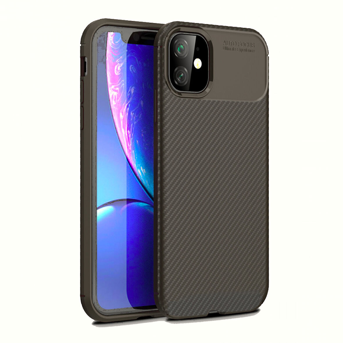 iPhone 11 Kılıf Focus Carbon Desen Silikon Kapak