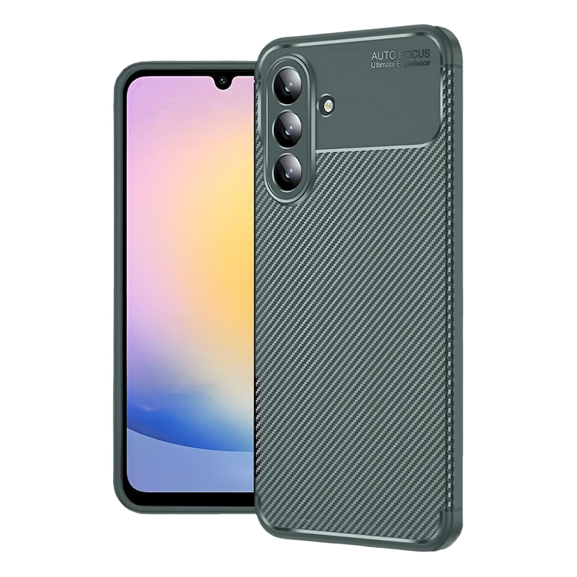 Newface Auto Focus Samsung Galaxy S25 FE Karbon Kılıf - Koyu Yeşil