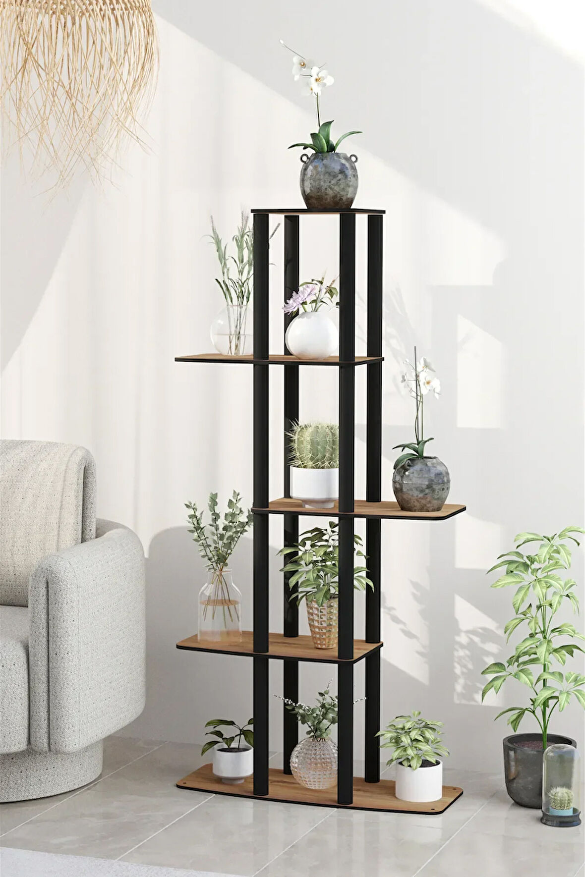 Ravilo Gardenya Çok Katlı Çiçeklik Saksılık Ceviz