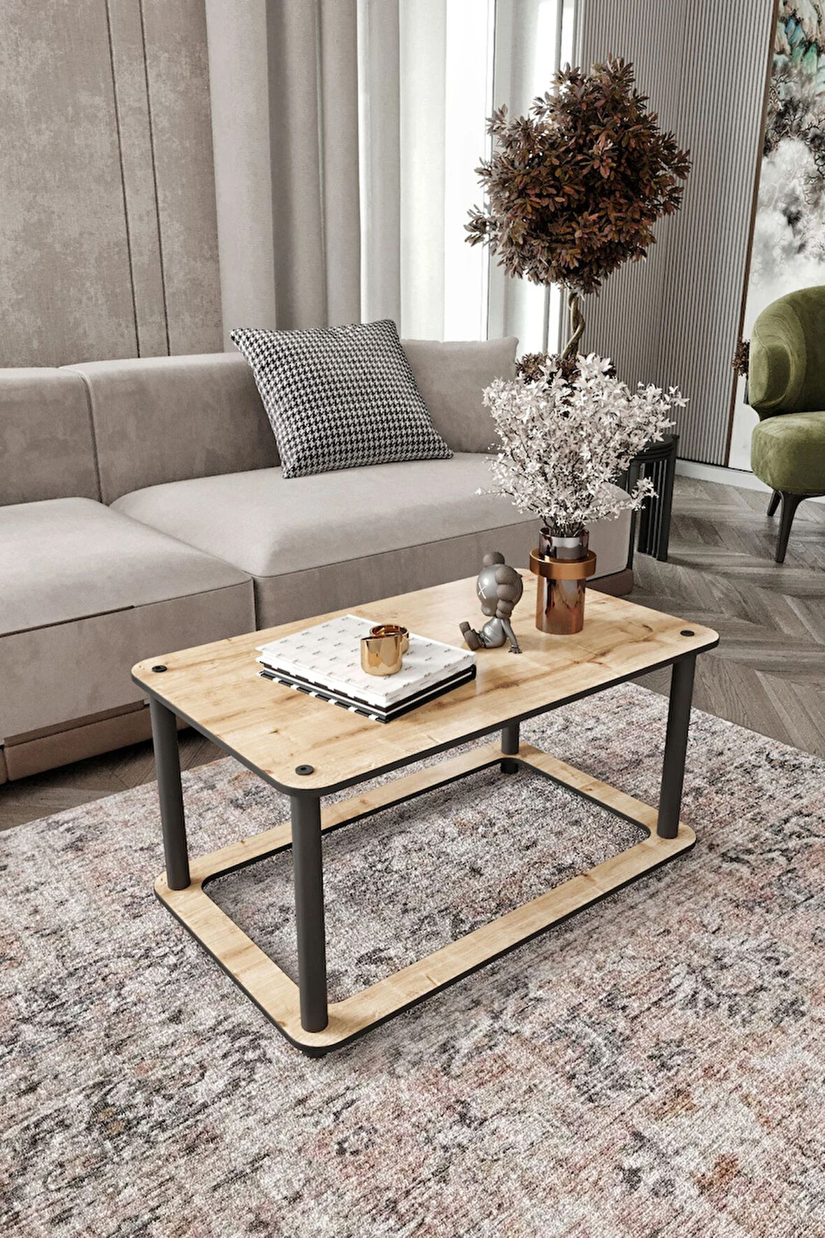 Ravilo Hole Dikdörtgen Orta Sehpa Meşe