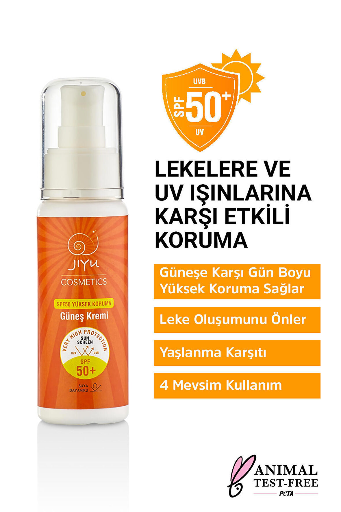 Jiyu Güneş Kremi SPF 50+ Yetişkin ve Çocuklar İçin UVA/UVB Yüksek Koruma 100 ml.