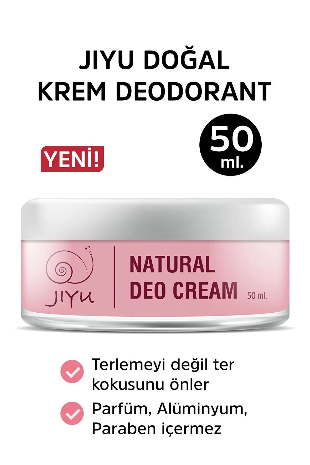 Jiyu Doğal Krem Deodorant Ter Kokusu Önleyici Beyazlatıcı Deokrem Roll-on 50 ml.