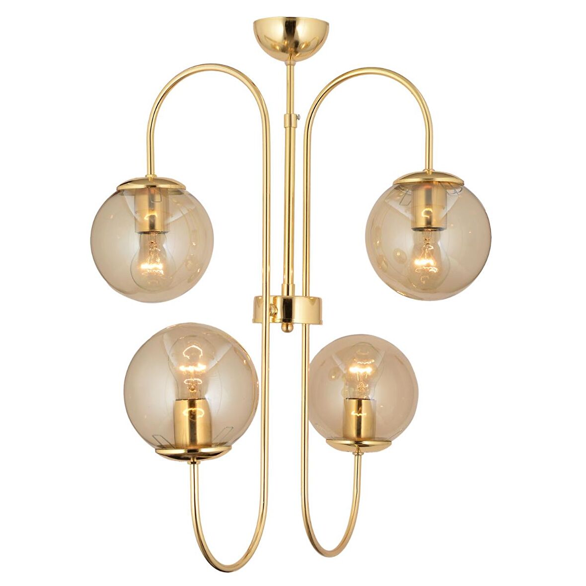 Sosa 4Lü Gold Bal Camlı Modern Genç Odası Cafe Restoran için Uygun Salon Avize 
