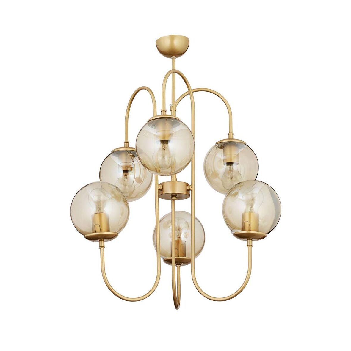 Sosa 6Lı Eskitme Boyalı Bal Camlı Modern Genç Odası Cafe Restoran için Uygun Salon Avize 
