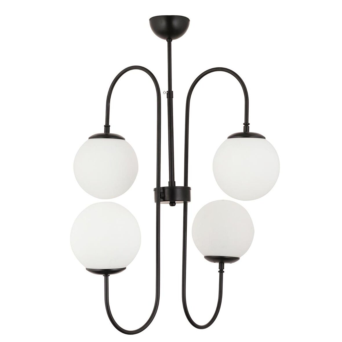 Sosa 4Lü Siyah Beyaz Camlı Modern Genç Odası Cafe Restoran için Uygun Retro Salon Avize 