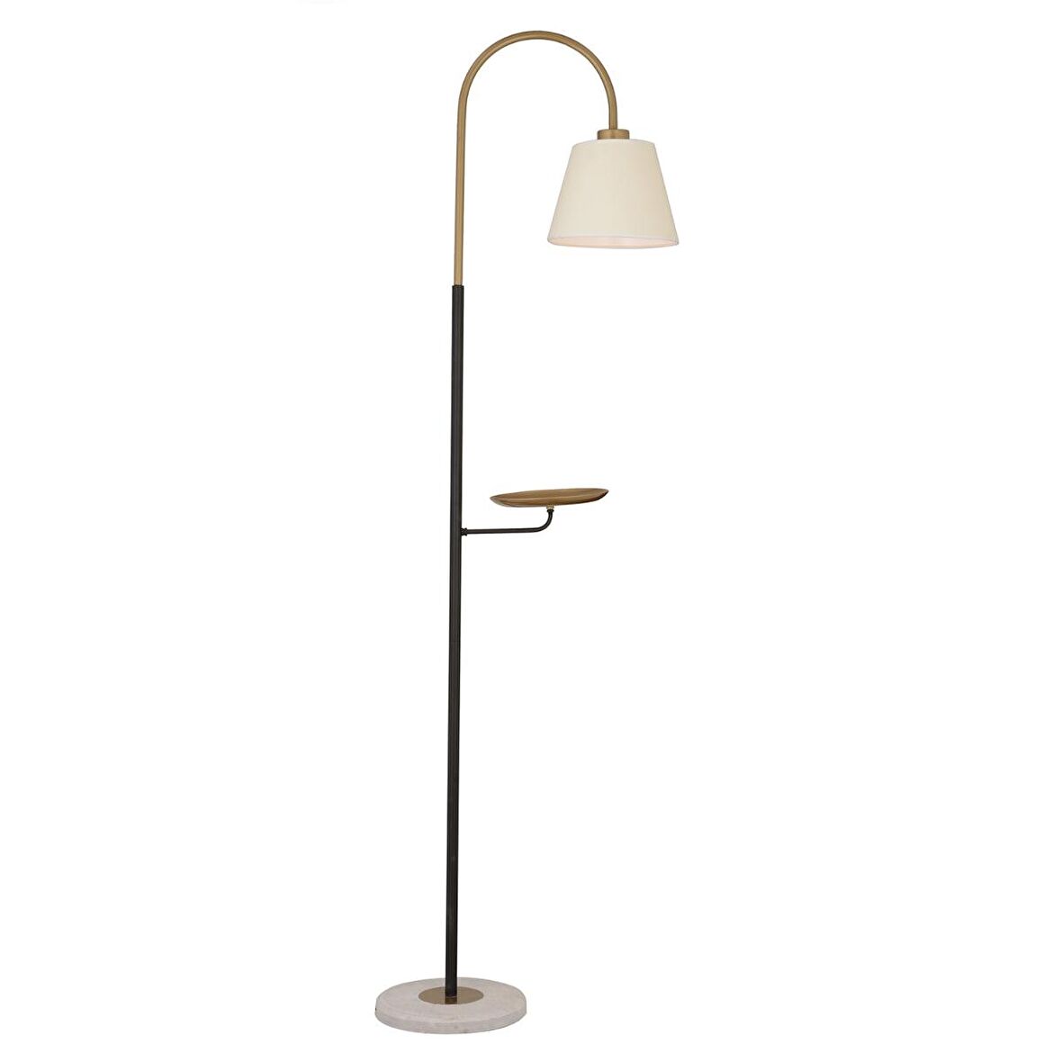 Lumina Beyaz Şapkalı Eskitme Modern Tasarım Ayaklı Abajur Lamba Metal Lambader