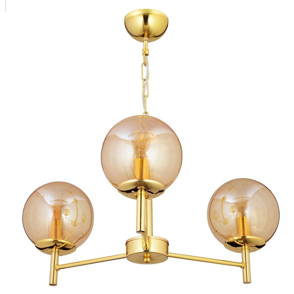 Minar 3Lü Gold Kaplama Modern Yatak odası Salon Avize 