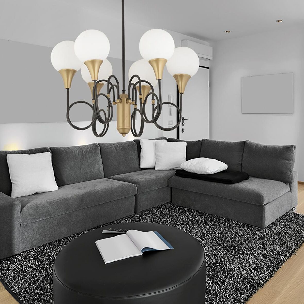 Temari 6Lı Siyah Eskitme Modern Sarkıt Yatak odası Retro Salon Avize 