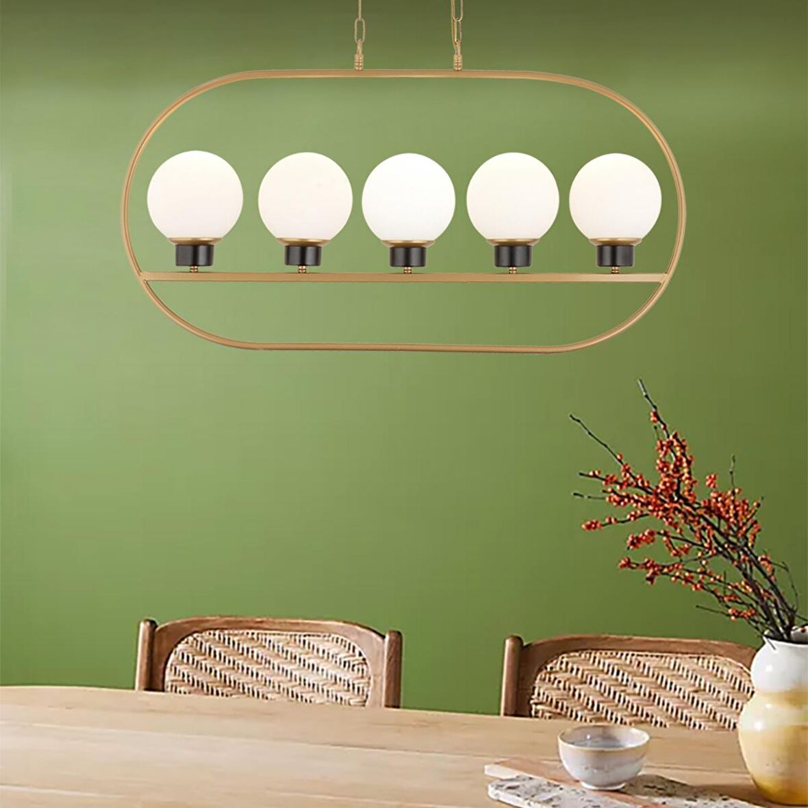 Enzo 5Li Eskitme Modern Tasarım Yemek Masası Üstü Salon Avize