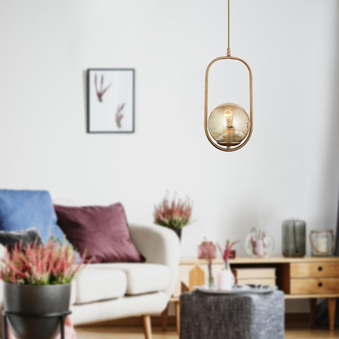 Lorin Tekli Eskitme Bal Camlı Modern Sarkıt Mutfak Salon Sarkıt Avize 