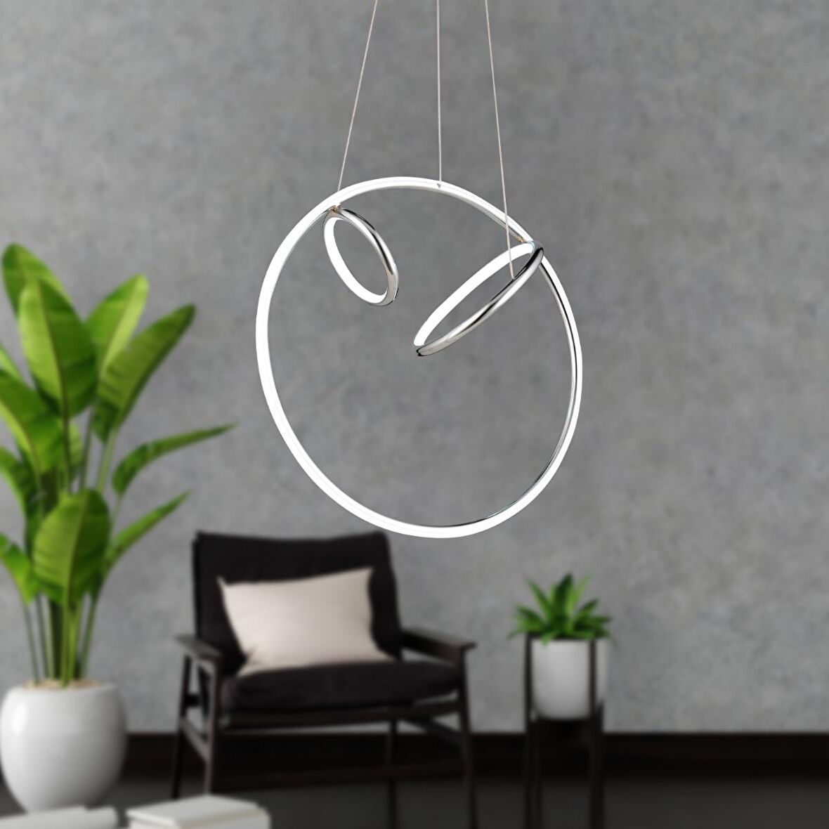 Acosta Krom Sarkıt 44 Watt Sarkıt 3 Renkli Ledli Modern Mutfak Banyo Led Salon Sarkıt Avize