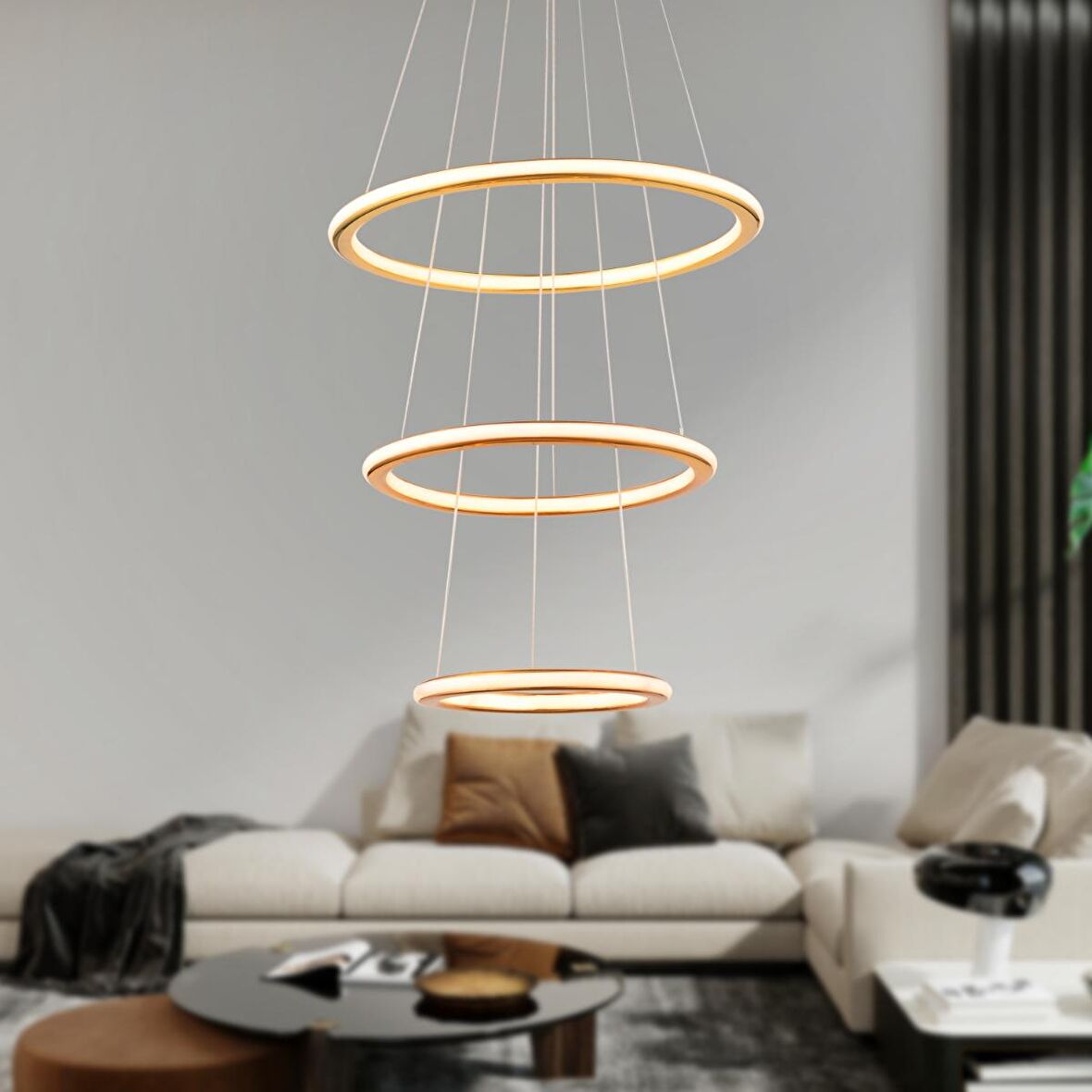 Nordic Gold Sarkıt 96 Watt Sarkıt 3 Renkli Ledli Modern Mutfak Banyo Led Salon Sarkıt Avize