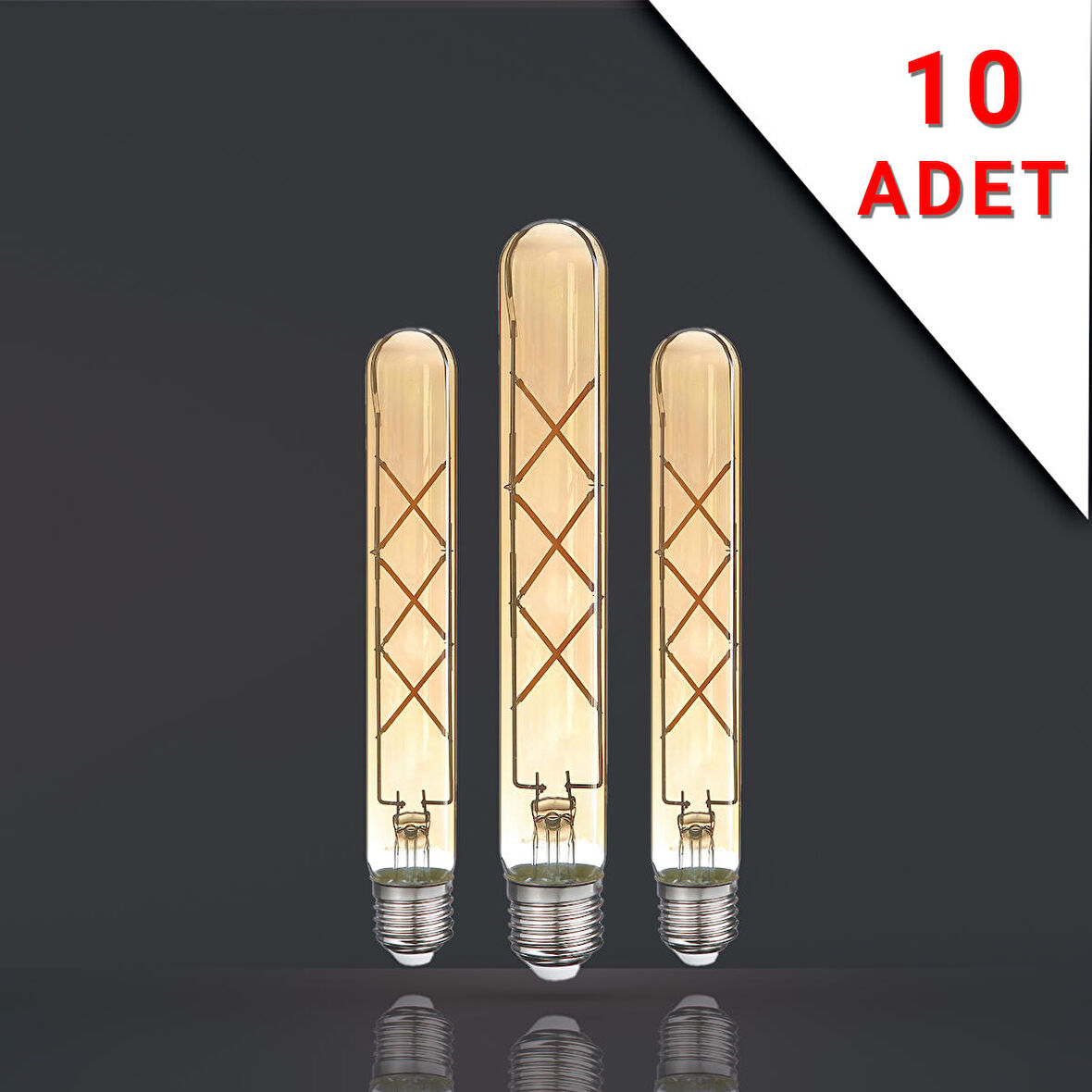 10 ADET LED FİLAMANLI E27 RUSTİK AMPUL 6 WATT 2500k GÜN IŞIĞI T30-T185