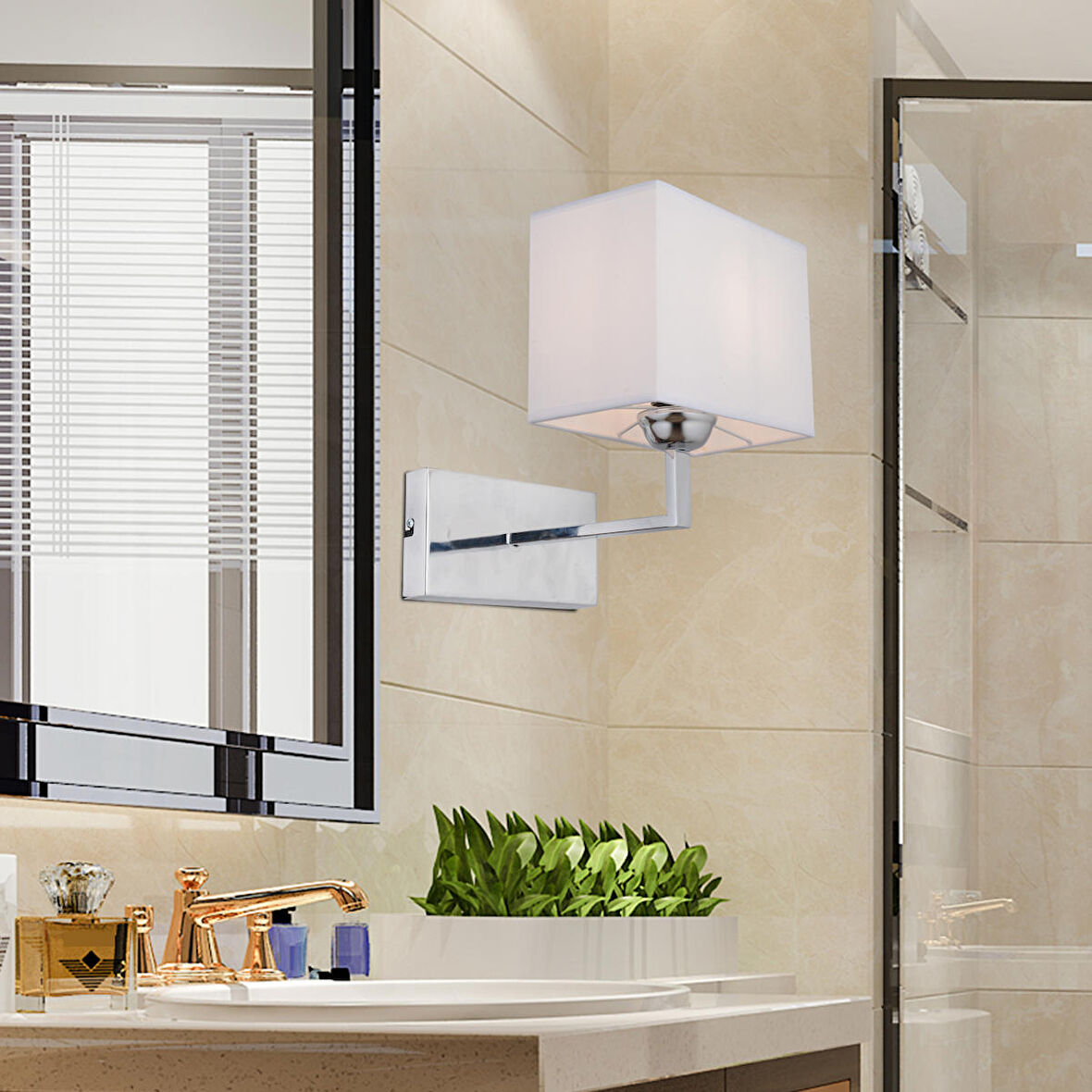 Apliqa Rylee Metal Modern Banyo - Yatak Odası Duvar - Yatak Başı Çift Yönlü Krom Aplik 