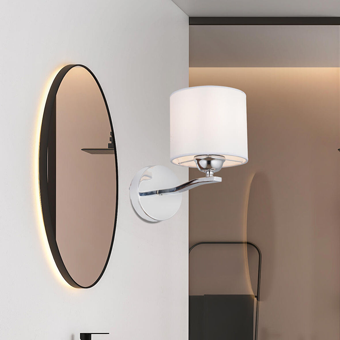 Apliqa Keria Metal Modern Banyo - Yatak Odası Duvar - Yatak Başı Krom Aplik 