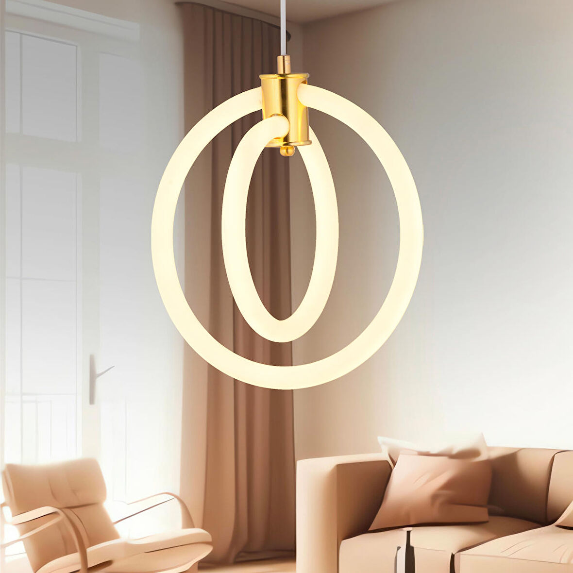 Rimaldo Tekli Gold Ledli Modern Koridor, Yatak Odası Salon Sarkıt Led Avize