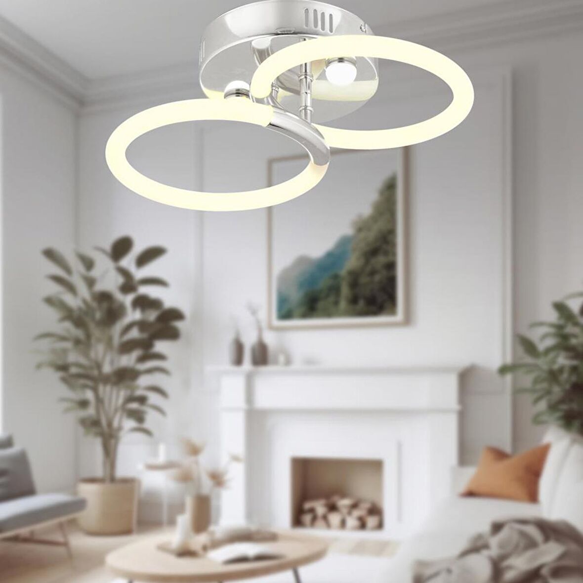 Honos 2li Krom Plafonyer Led Avize