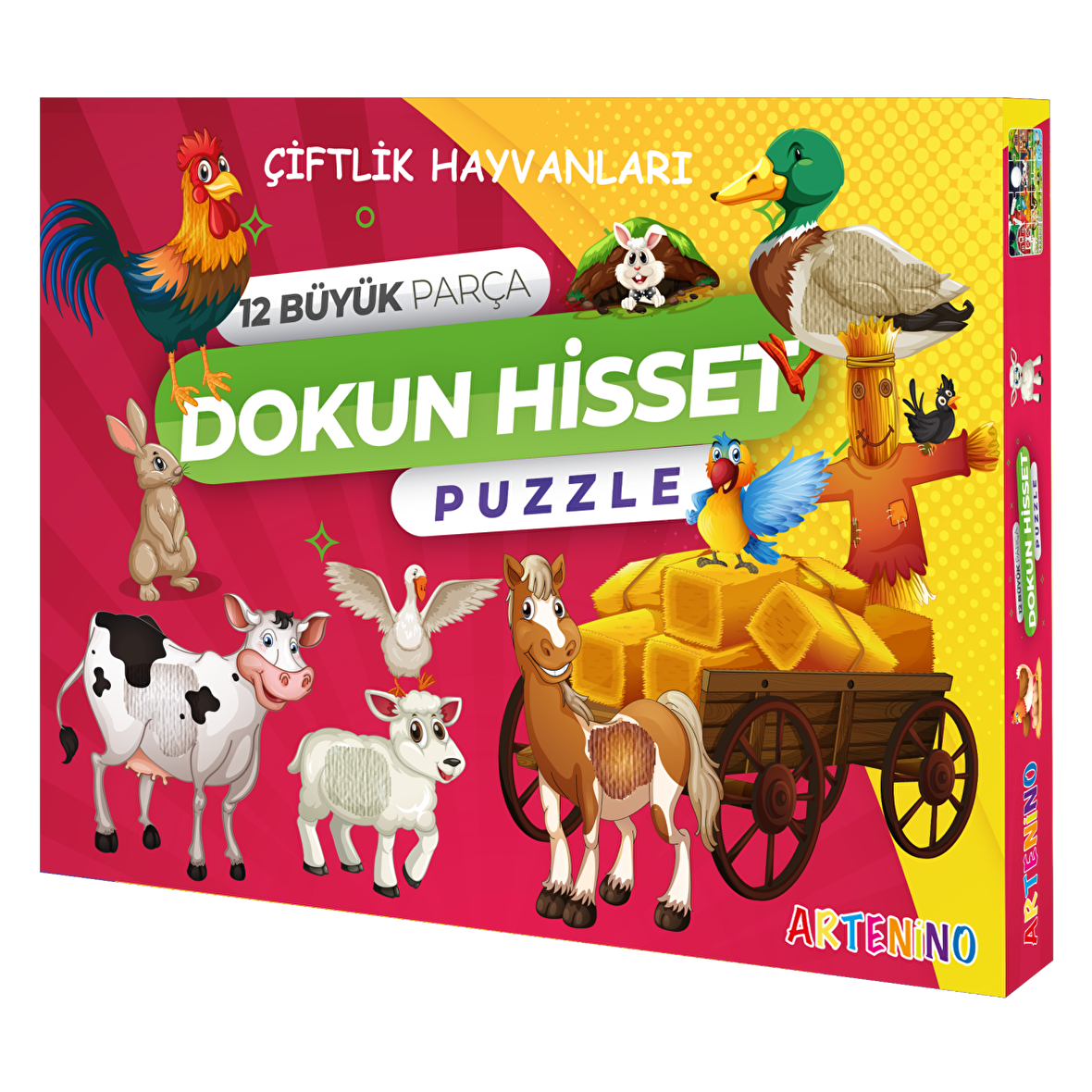 Artenino Çiftlik Hayvanları 12 Büyük Parça Dokun Hisset Puzzle